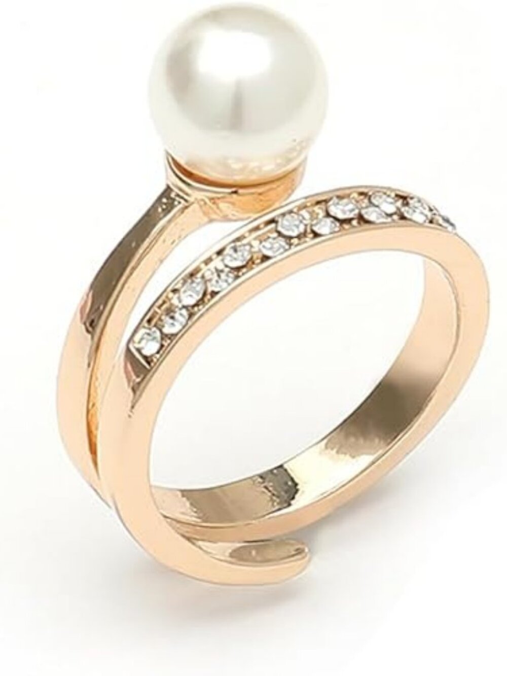 Adjustable Pearl Ring for Women Open Stacking Promise Ring Trendy Jewelry